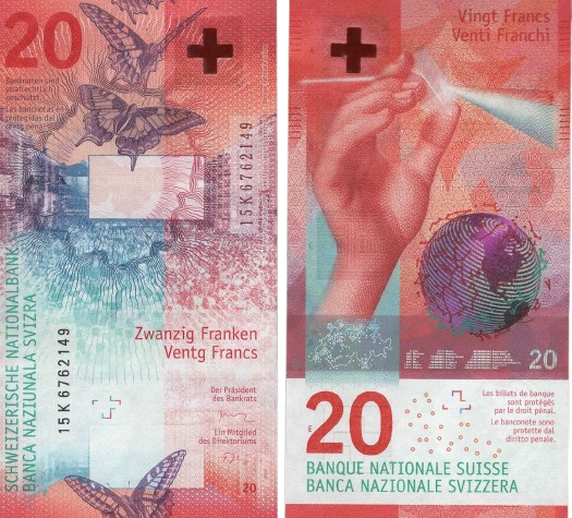 Prop Money Swiss Franc 20 Note - Australian Prop Money For Film & TV